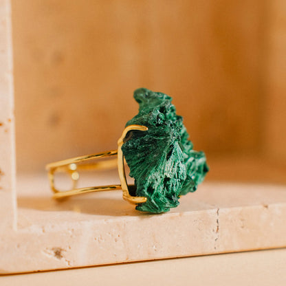 Raw Malachite Ring, Green Ring, Gemstone Jewelry