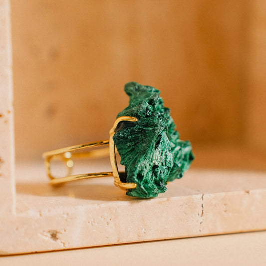 Raw Malachite Ring, Green Ring, Gemstone Jewelry