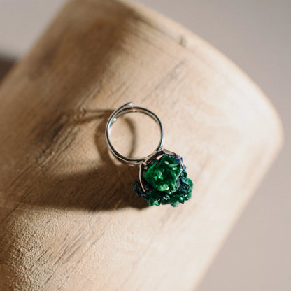 Raw Malachite Ring, Green Ring, Gemstone Jewelry