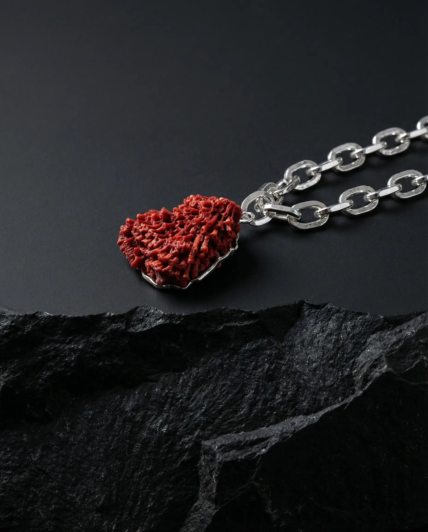 Raw Red Coral Necklace · Silver Plated PHOEBE'S 