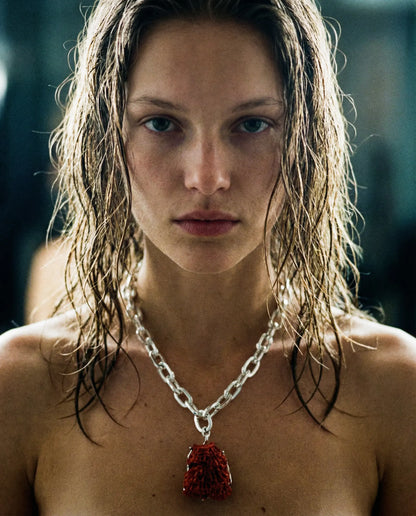 Raw Red Coral Necklace · Silver Plated PHOEBE'S 