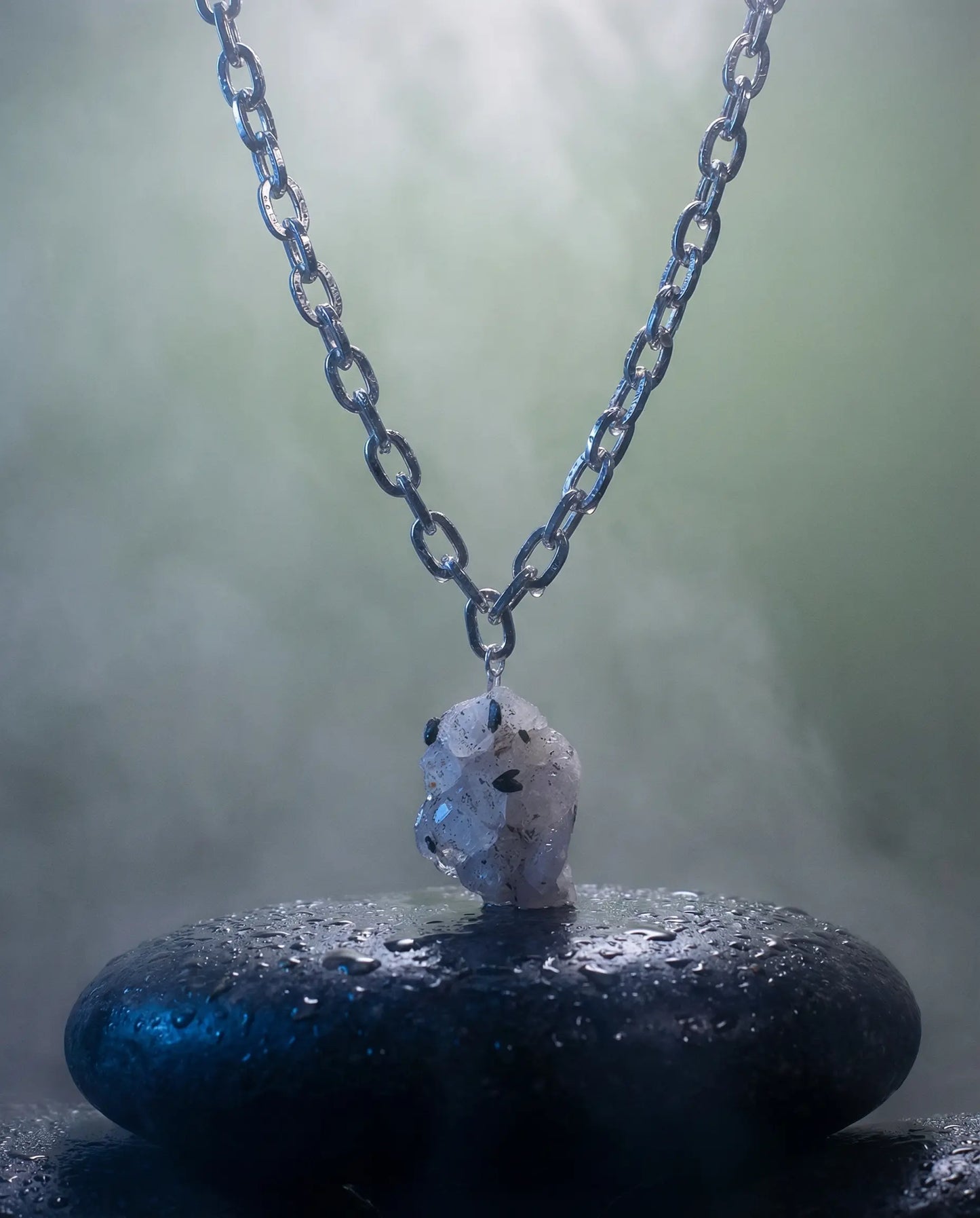 Raw Tourmalinated Quartz Necklace · Silver Plated PHOEBE'S 