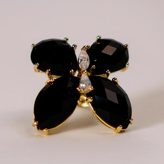 Real Stones Butterfly Ring – Adjustable Design and Gold Plating PHOEBE'S 