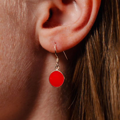 Red Coral Earrings, Minimalist 925 Silver Earrings, Gift for Daughter