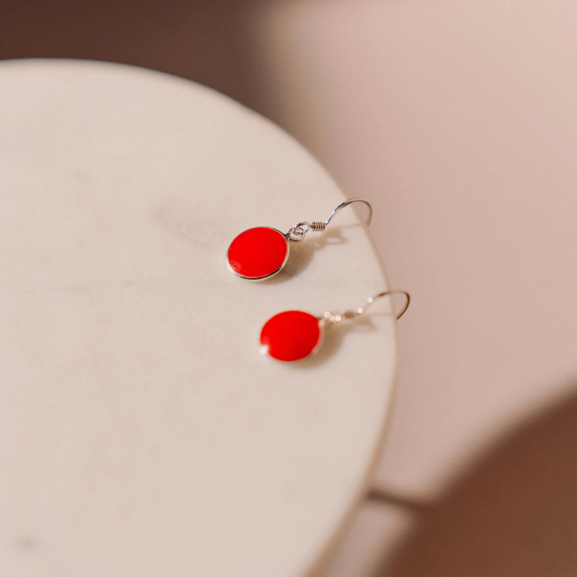 Red Coral Earrings, Minimalist 925 Silver Earrings, Gift for Daughter