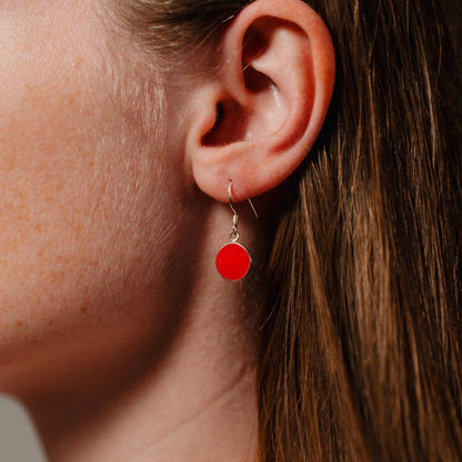 Red Coral Earrings, Minimalist 925 Silver Earrings, Gift for Daughter