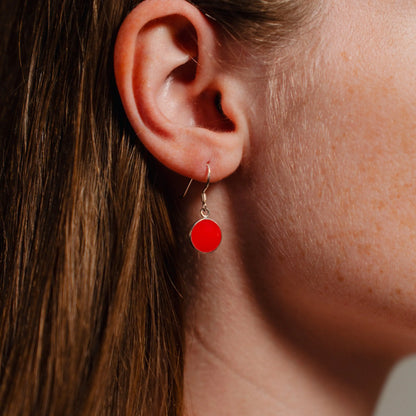 Red Coral Earrings, Minimalist 925 Silver Earrings, Gift for Daughter