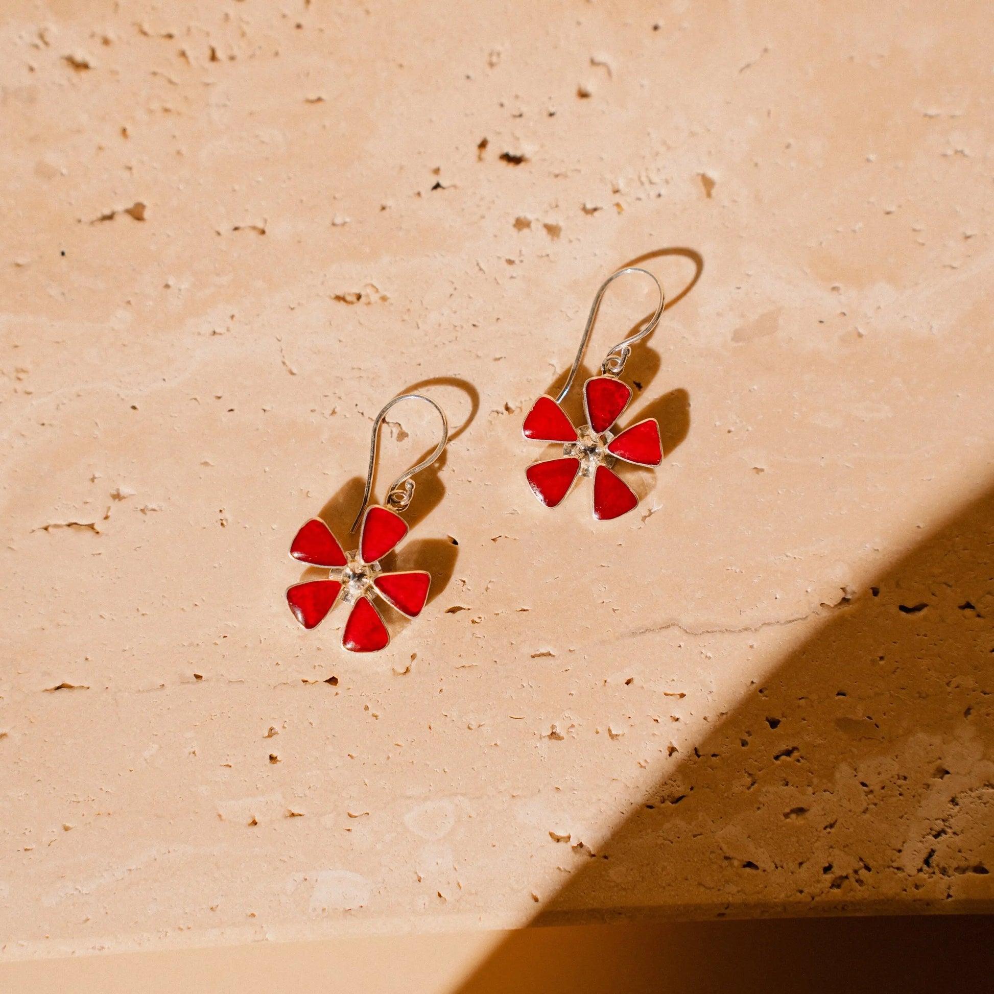 Red Coral Earrings, 925 Silver Earrings, Handmade Gift