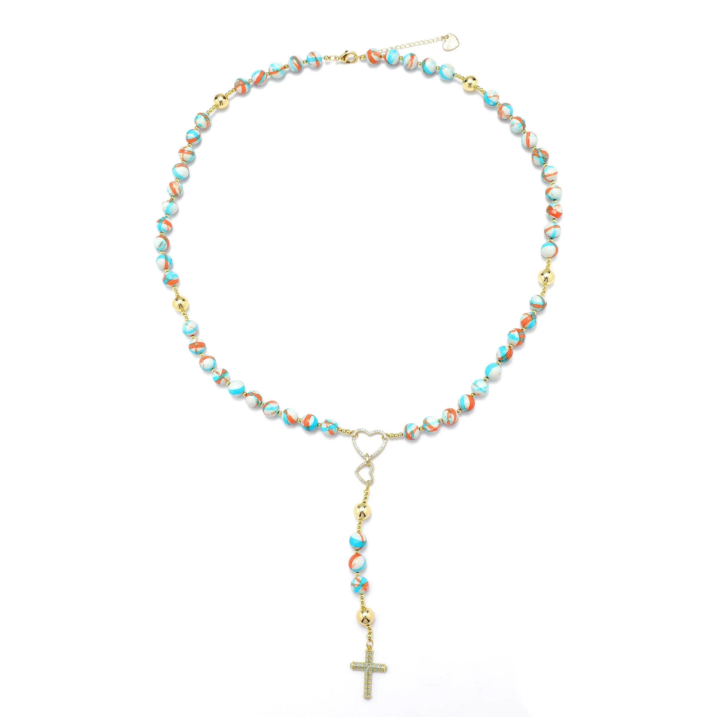 Rosary, Colorful Glass Beads, Personalized Gift