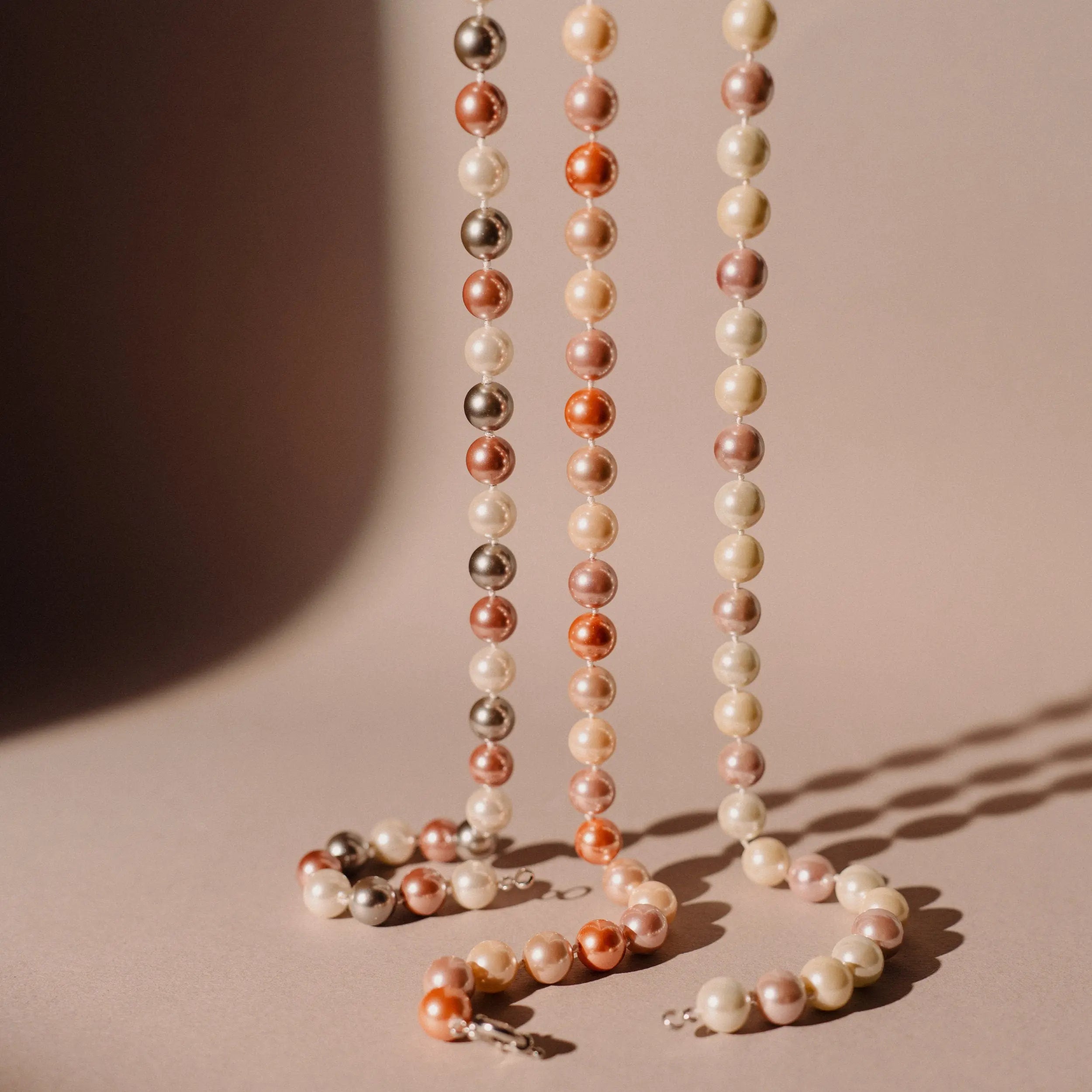 Rose Pearl Necklace, Round Freshwater Pearl Necklace