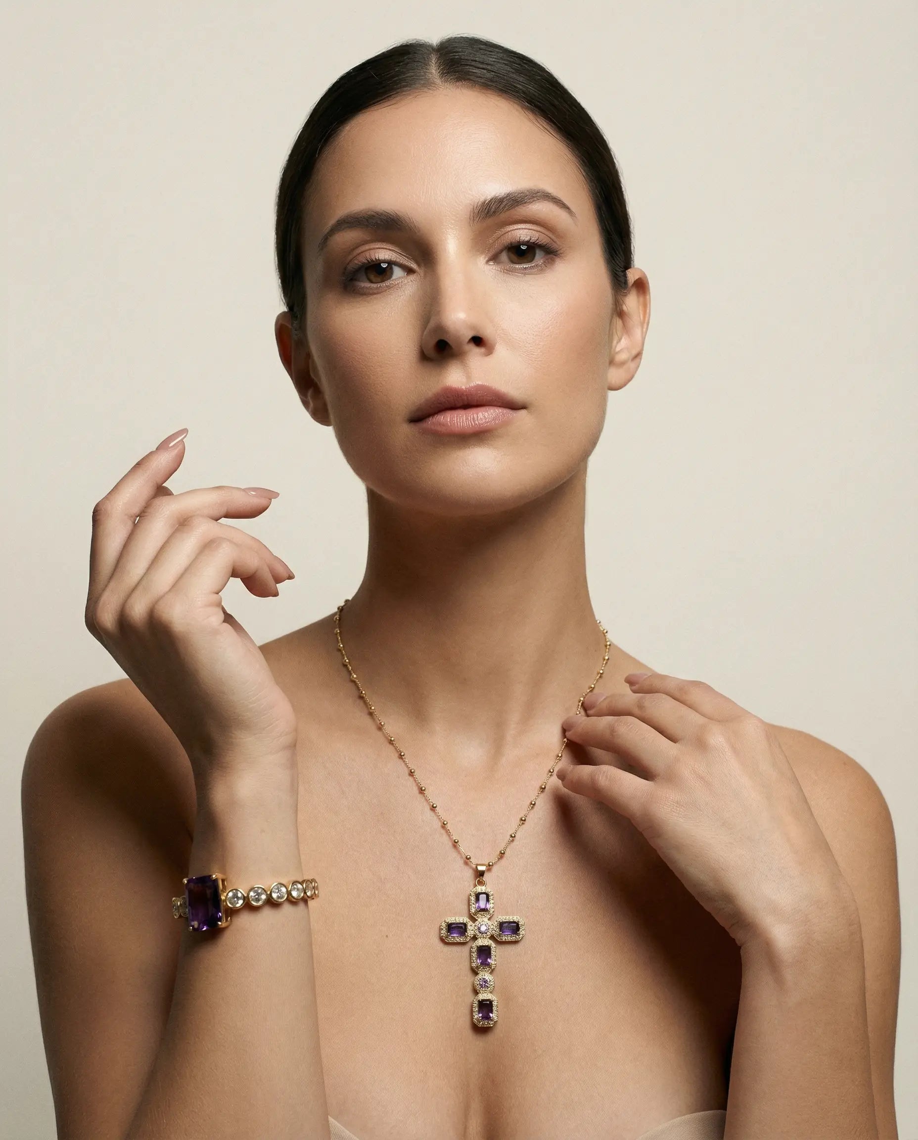 Royal Cross Set — 18K Gold Plated with Crystals PHOEBE'S 
