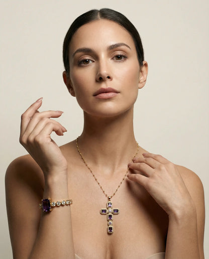 Royal Cross Set — 18K Gold Plated with Crystals PHOEBE'S 