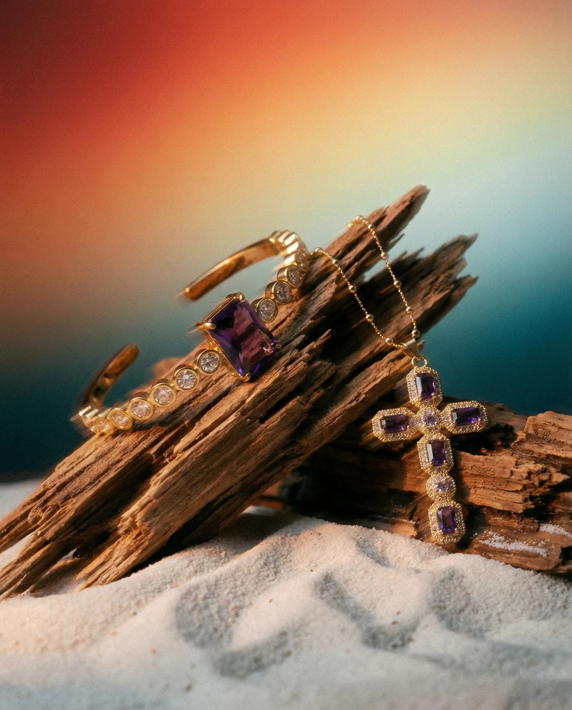 Royal Cross Set — 18K Gold Plated with Crystals PHOEBE'S 