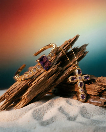 Royal Cross Set — 18K Gold Plated with Crystals PHOEBE'S 