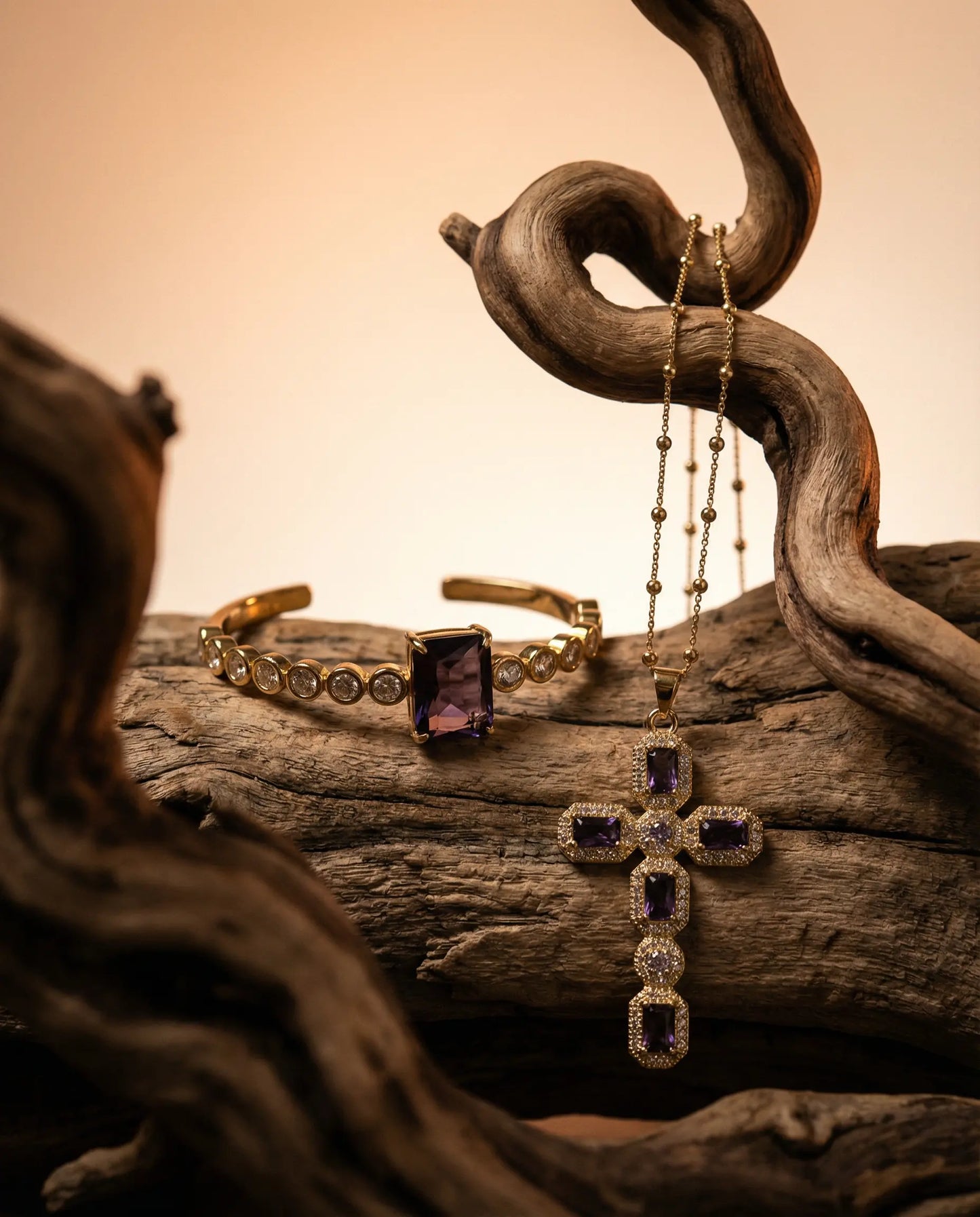 Royal Cross Set — 18K Gold Plated with Crystals PHOEBE'S 