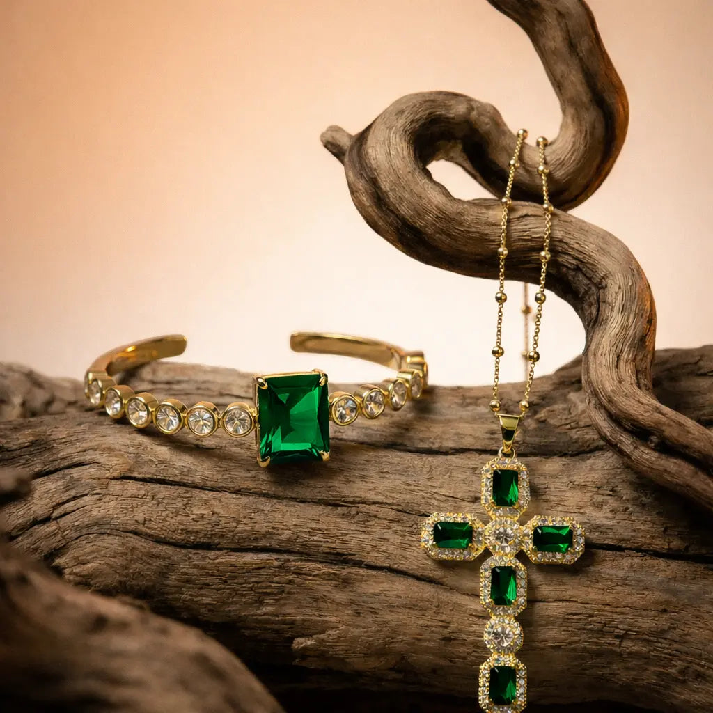 Royal Cross Set — 18K Gold Plated with Crystals PHOEBE'S 