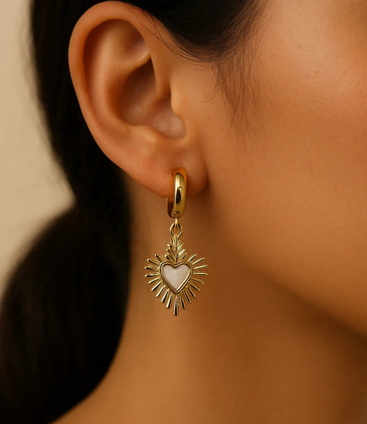 Sacred Heart Earrings with Mother-of-Pearl PHOEBE'S 