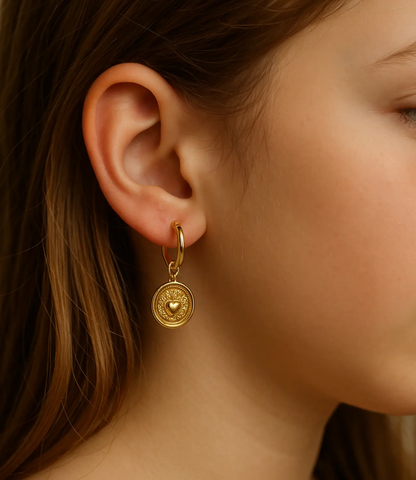 Sacred Heart Gold Children's Earrings PHOEBE'S 