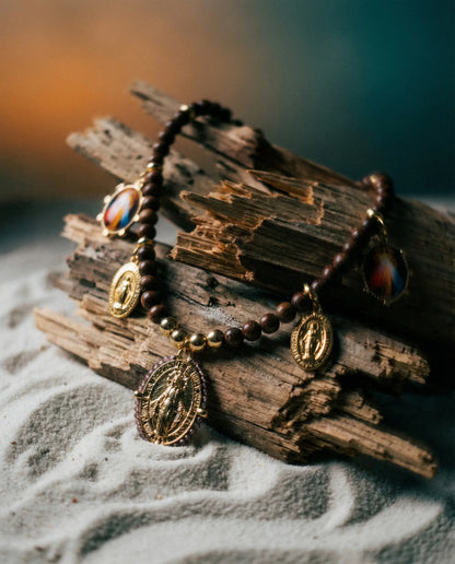 Sacred Heart of Jesus Necklace · Wooden Beads PHOEBE'S 