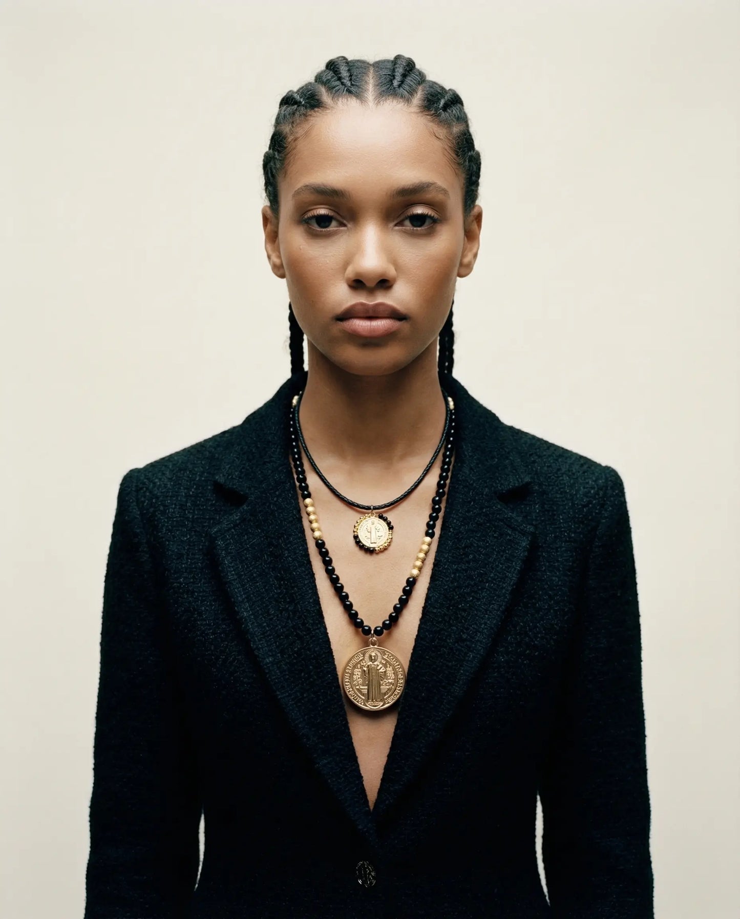 Saint Benedict Protection Set · Black Leather and Wooden Beads PHOEBE'S 