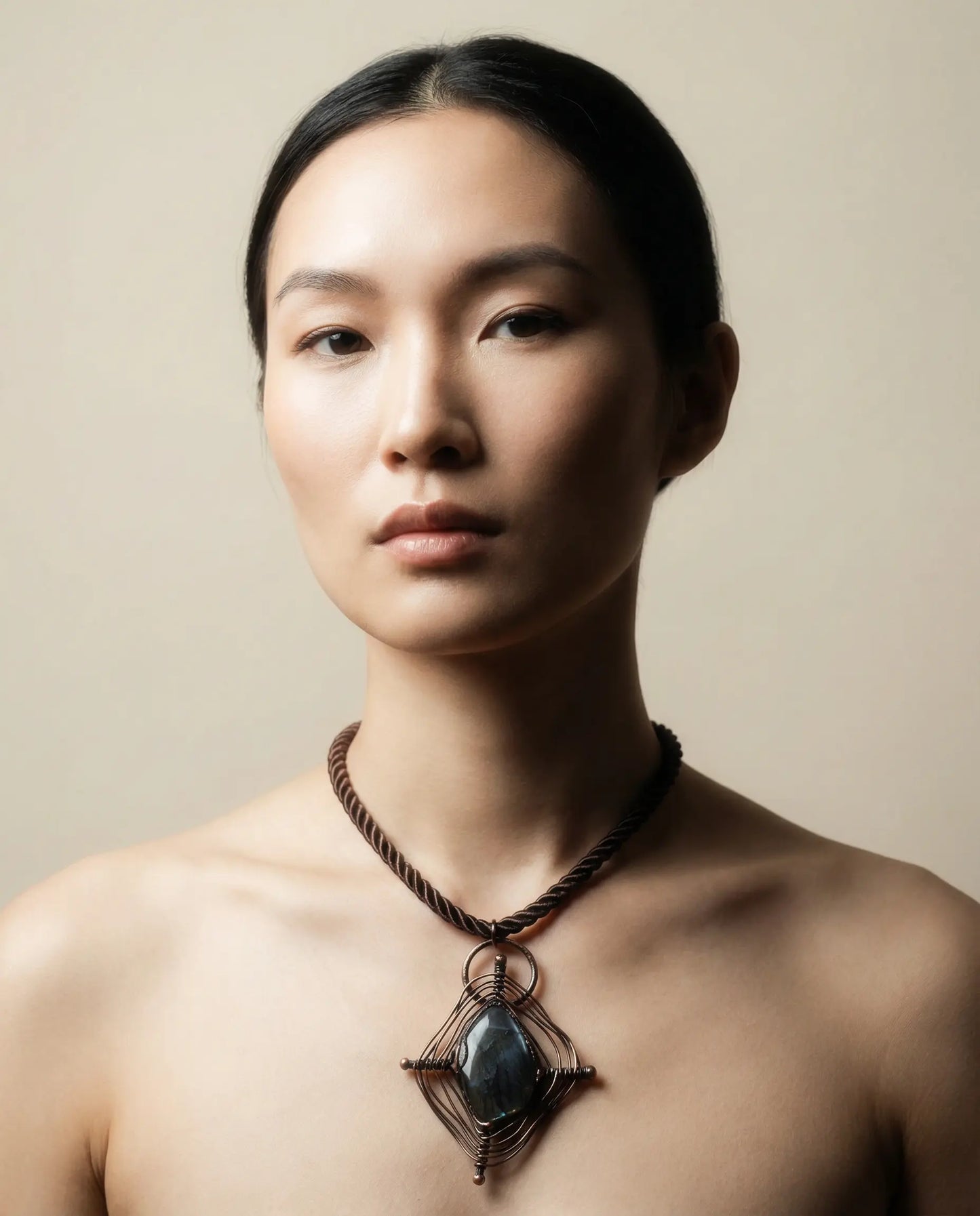 Sculptural Necklace with Labradorite Pendant Phoebe`s  