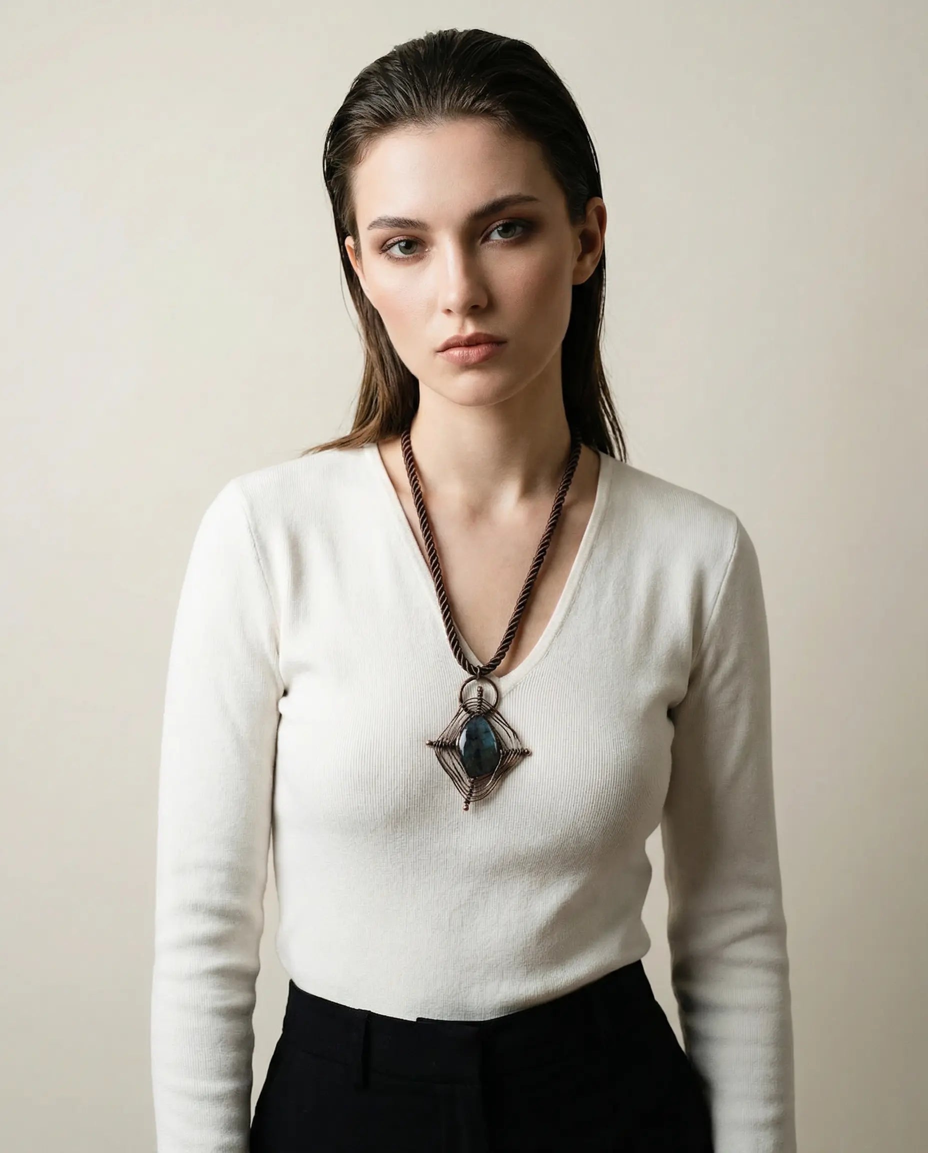 Sculptural Necklace with Labradorite Pendant Phoebe`s  