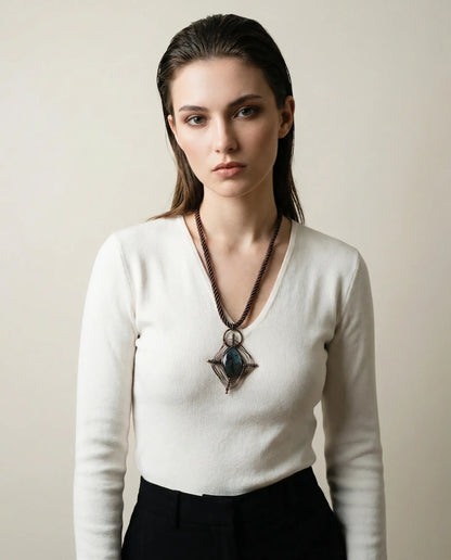 Sculptural Necklace with Labradorite Pendant Phoebe`s  
