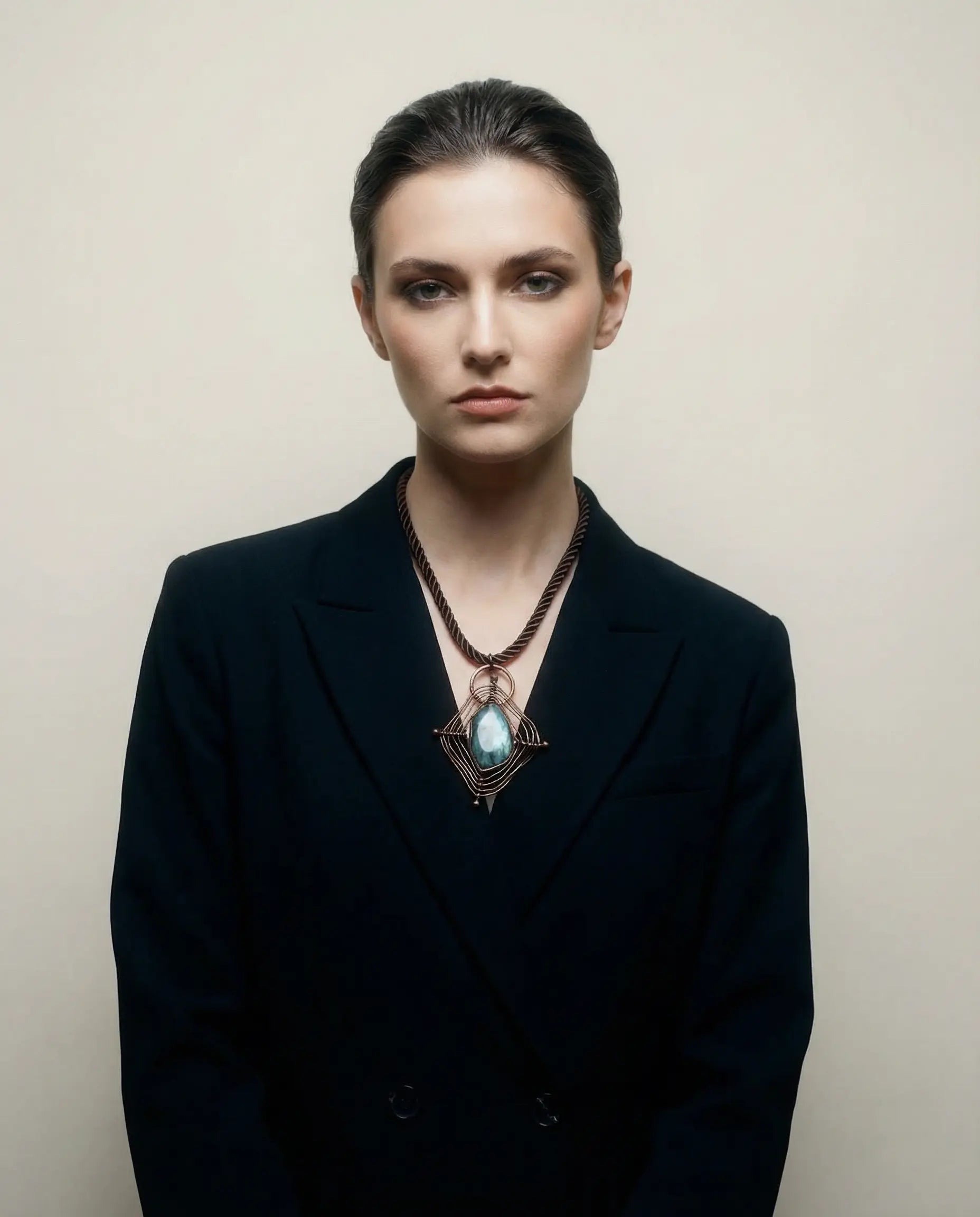 Sculptural Necklace with Labradorite Pendant Phoebe`s  