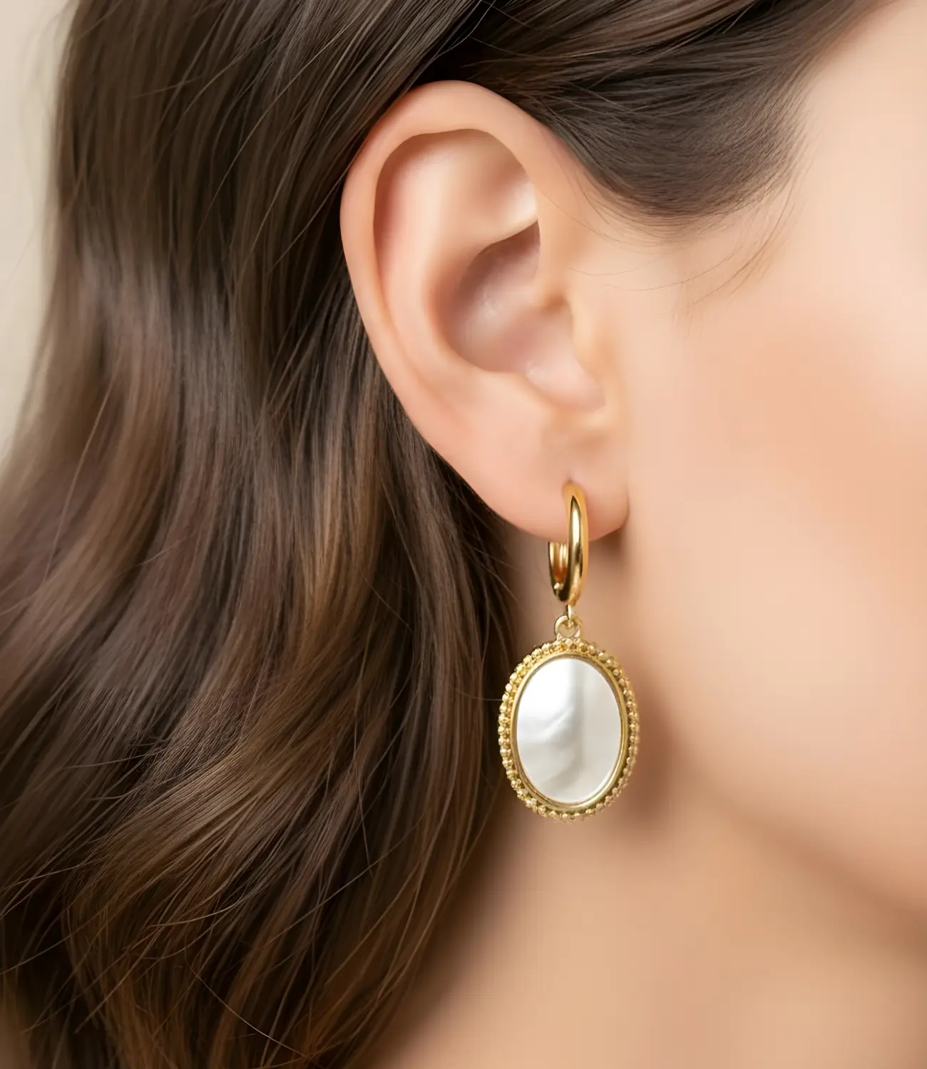 Shell Earrings with 18K Gold-Plated Hoop PHOEBE'S 