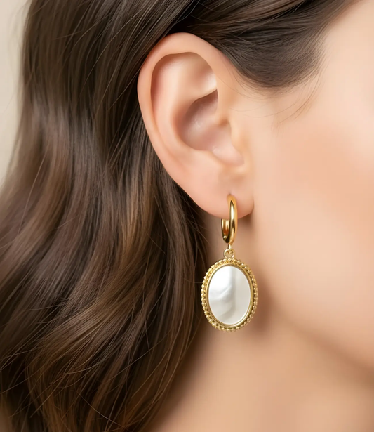 Shell Earrings with 18K Gold-Plated Hoop PHOEBE'S 