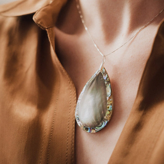 Shell Necklace, Abalone Pendant, Necklace Silver 925