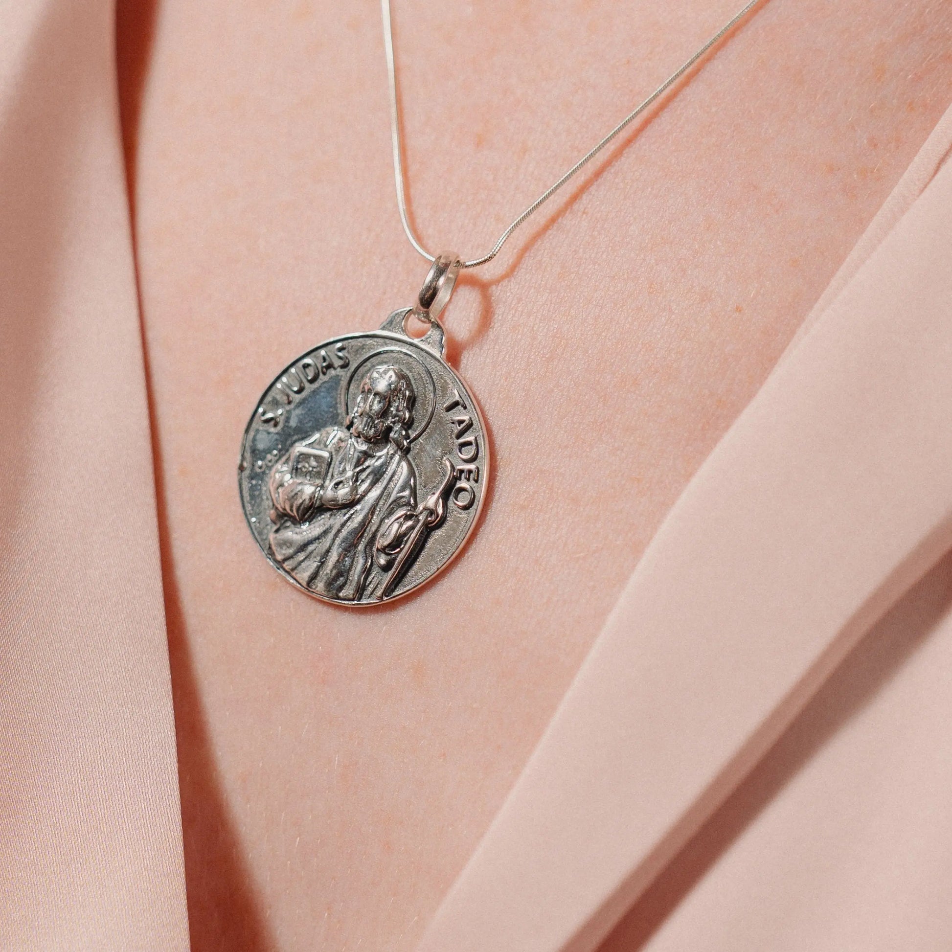 Silver 925 Necklace Saint Jude, Catholic Medal, Unisex Gift