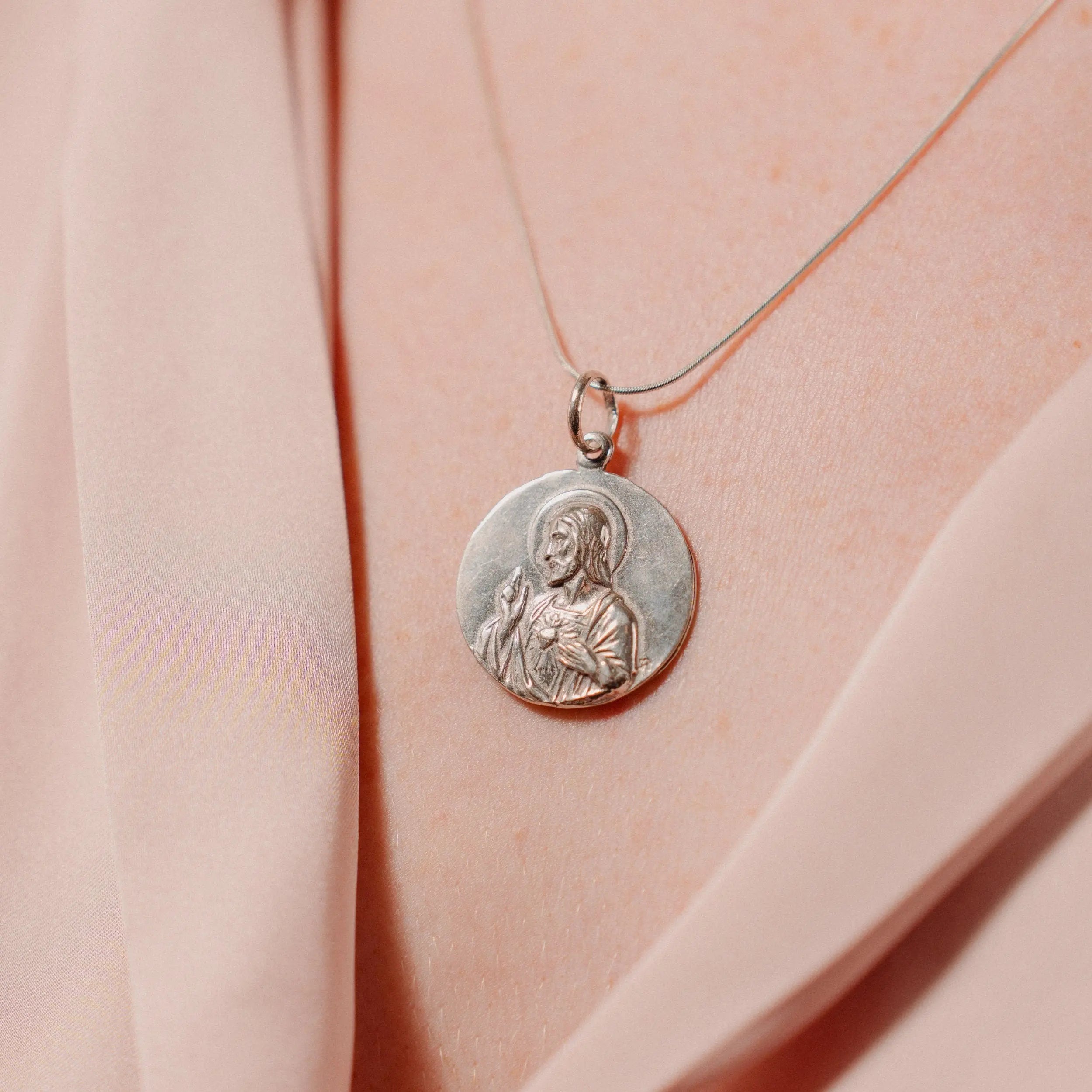 Silver 925 Virgin Mary Necklace, Reversible Catholic Medal, Handmade Gift