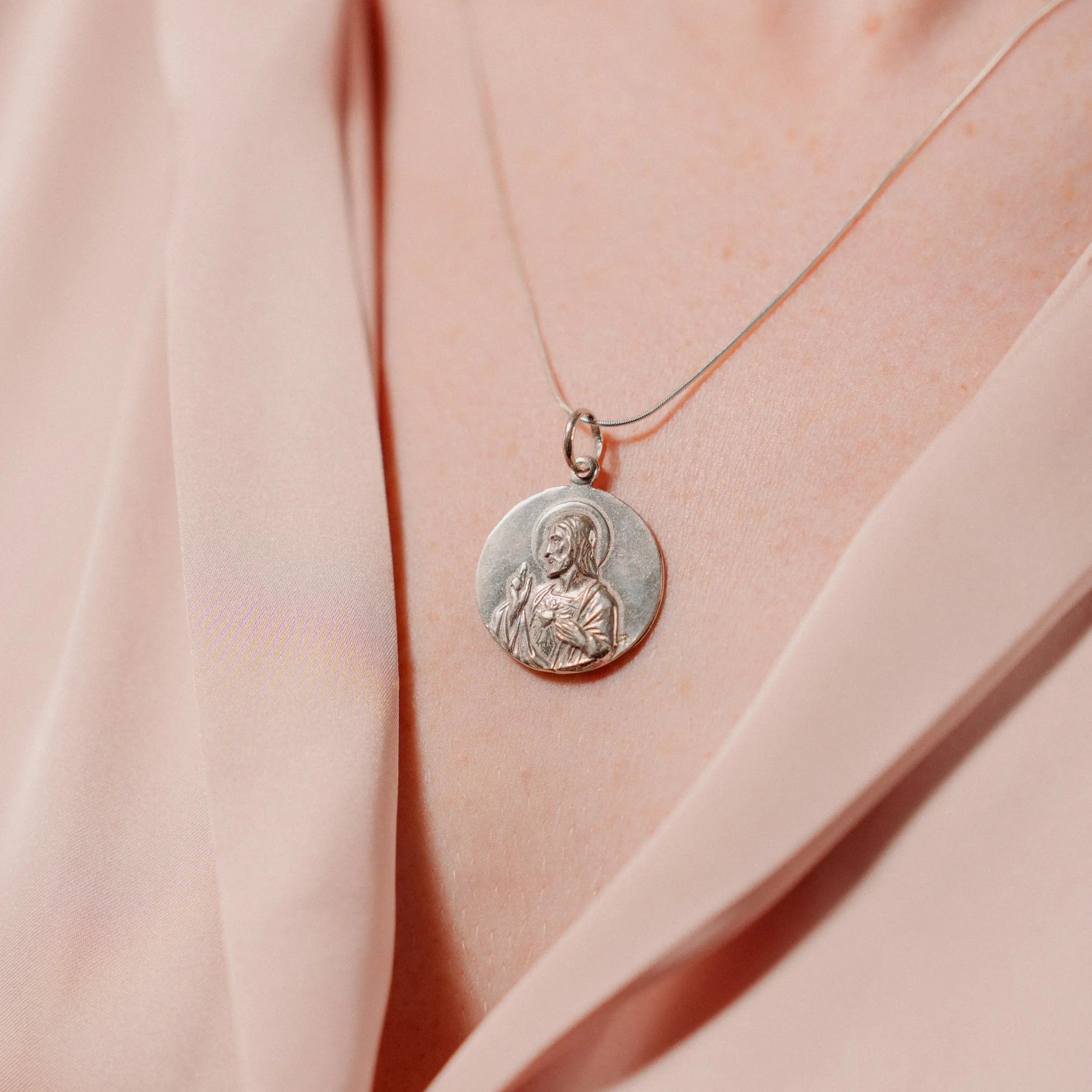 Silver 925 Virgin Mary Necklace, Reversible Catholic Medal, Handmade Gift