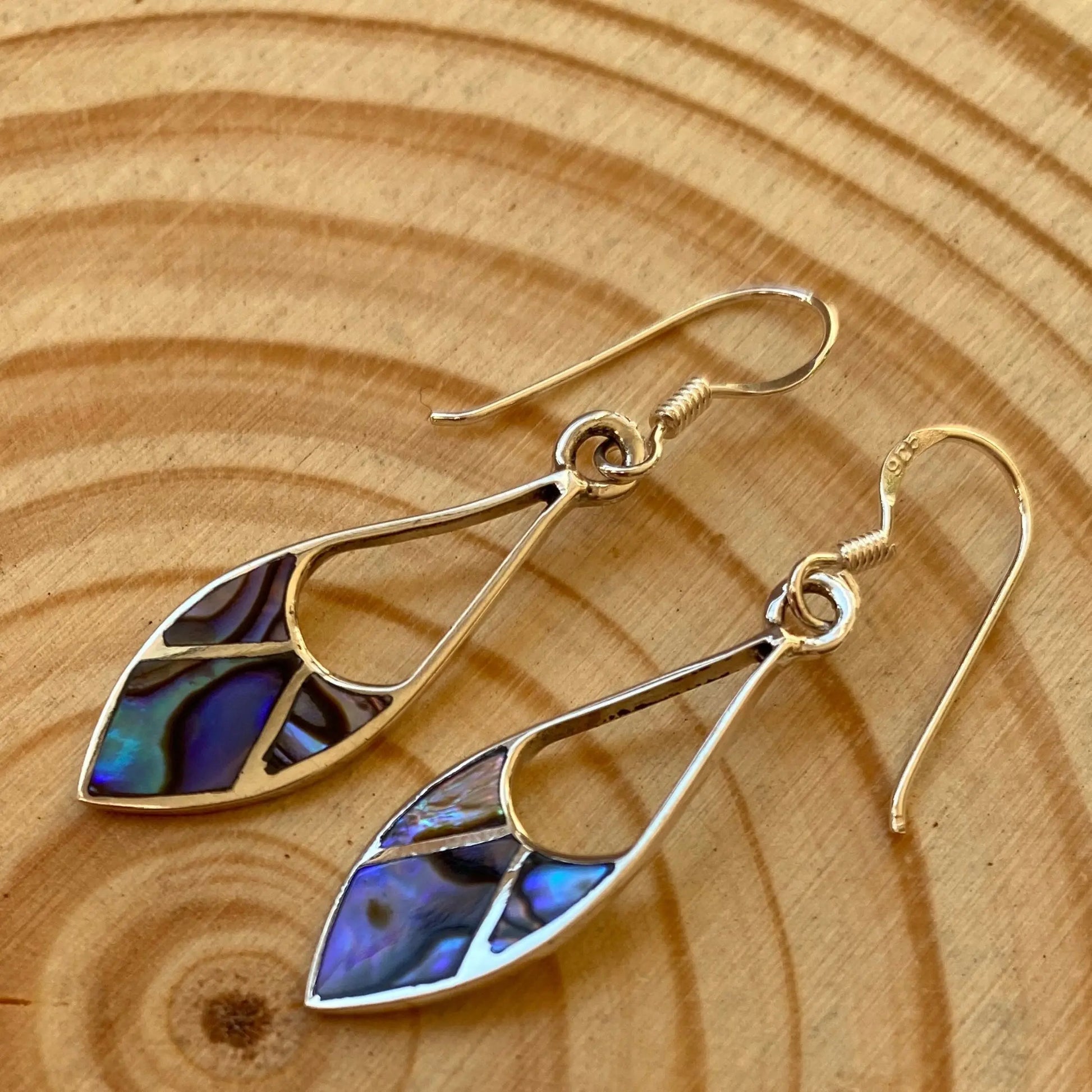 925 Silver Earrings, Abalone Earrings, Unique Gift for Her