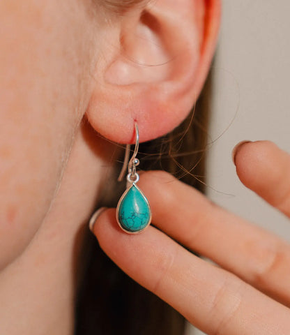 Silver Earrings with Turquoise and Moonstone Phoebe`s  