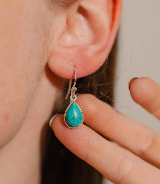 Silver Earrings with Turquoise and Moonstone Phoebe`s  