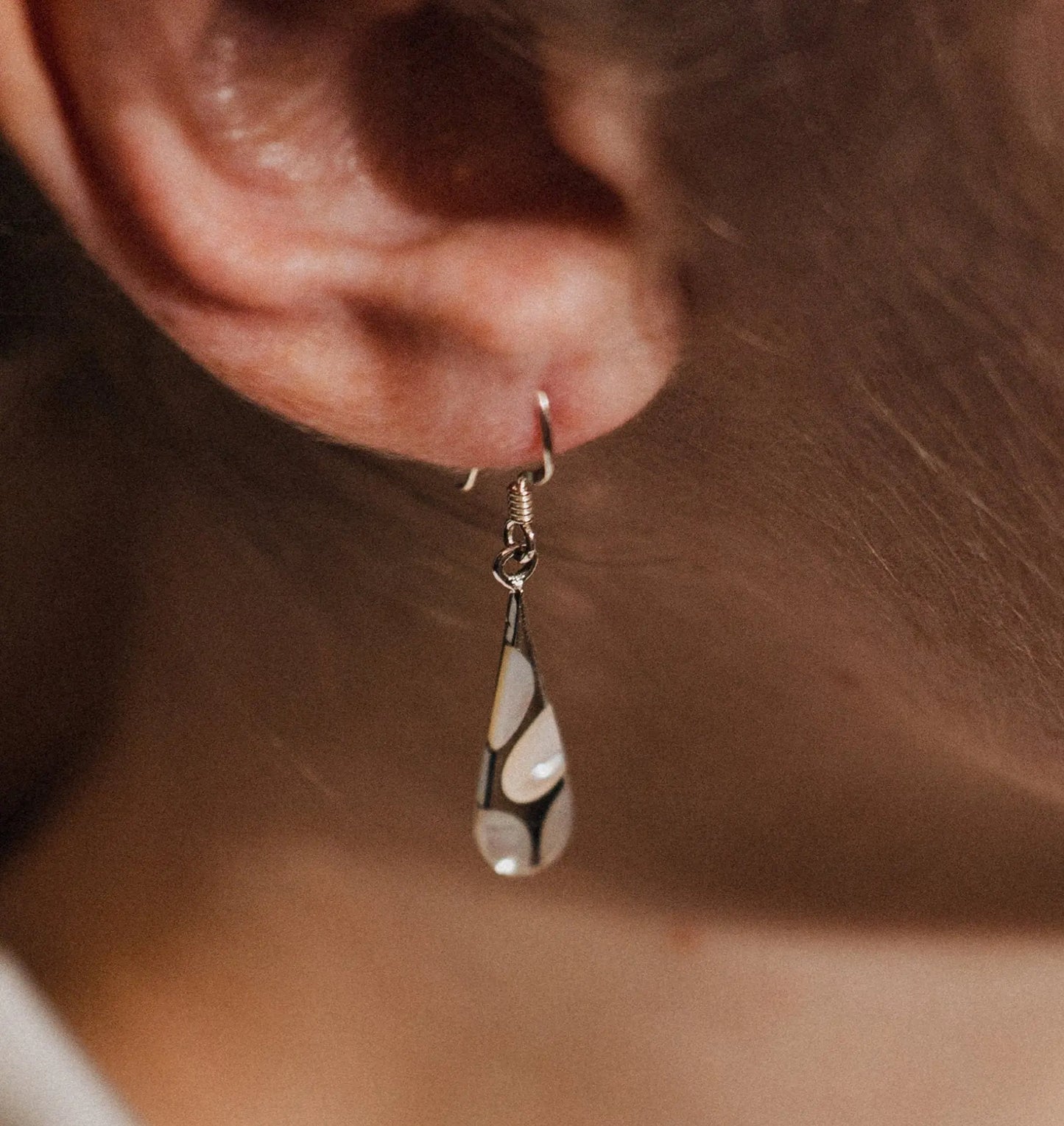 Silver Earrings, Mother of Pearl Earrings, Birthday Gift Her