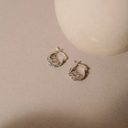 Silver Hoop Filigree Earrings, Minimalist Earrings, Unique Gift