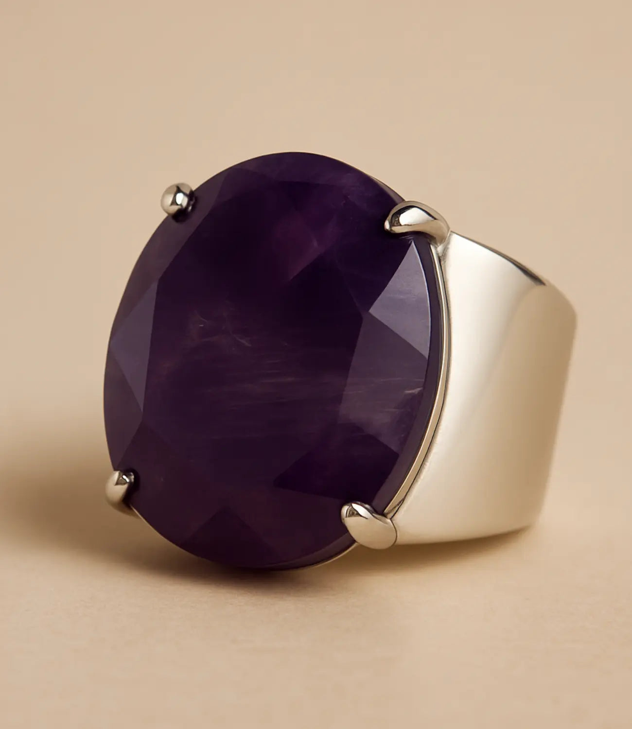 Silver-Plated Open Ring with Natural Stone PHOEBE'S 