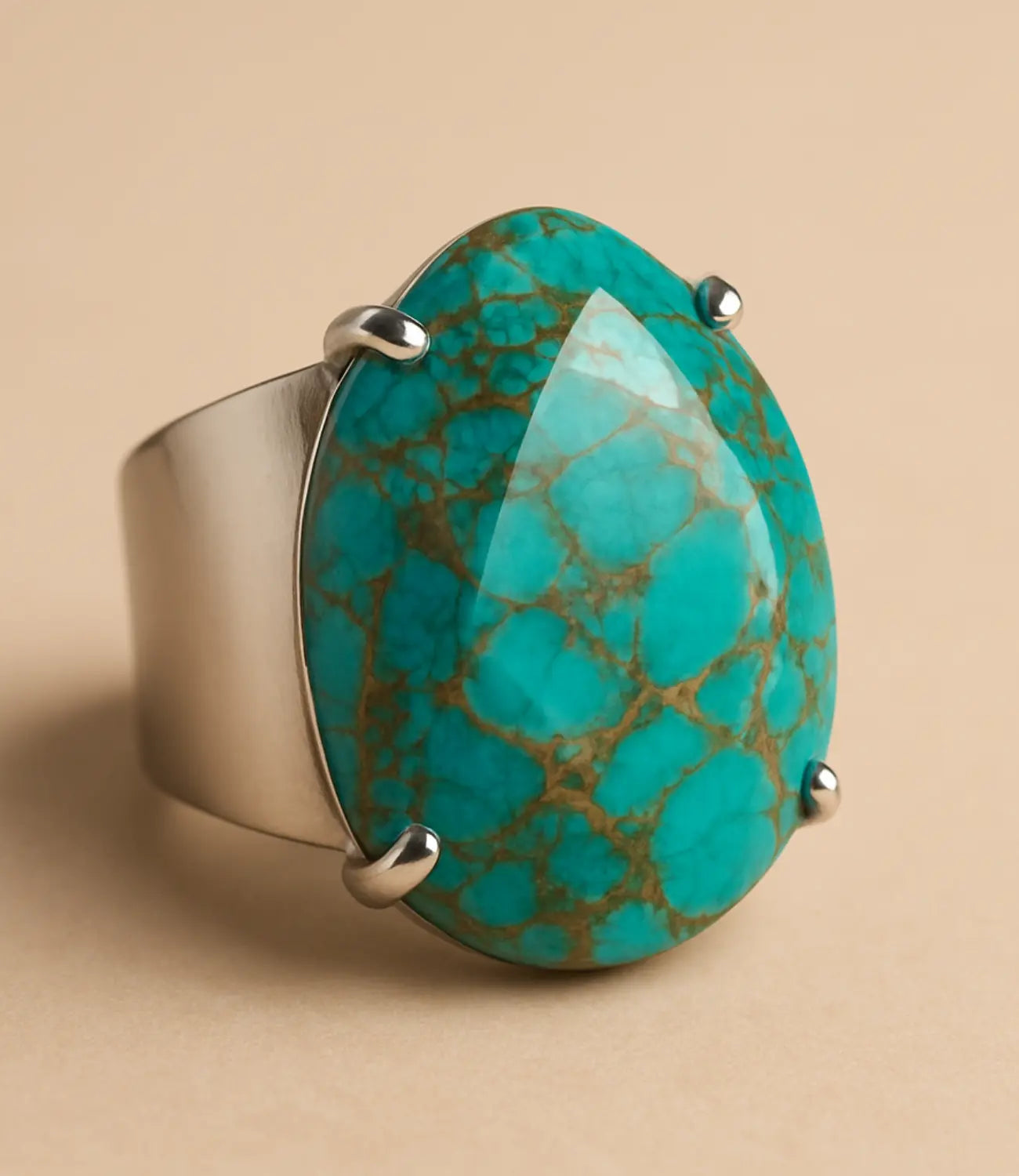 Silver-Plated Open Ring with Natural Stone PHOEBE'S 