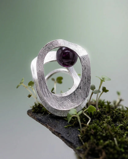 Silver Ring with Amethyst - Water Wave Phoebe`s  