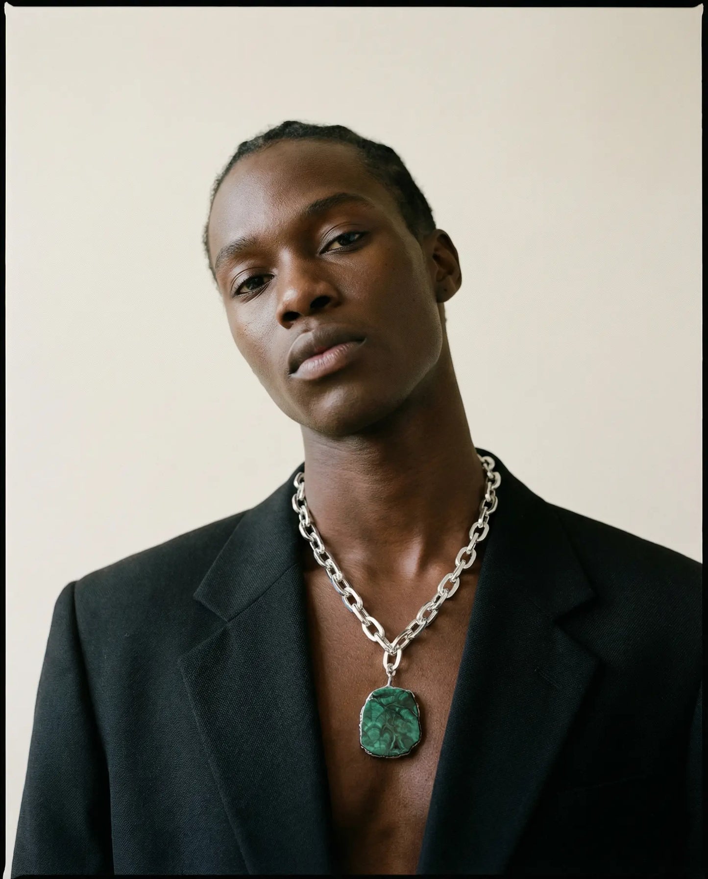 Smooth Malachite Necklace · Silver Plated PHOEBE'S 