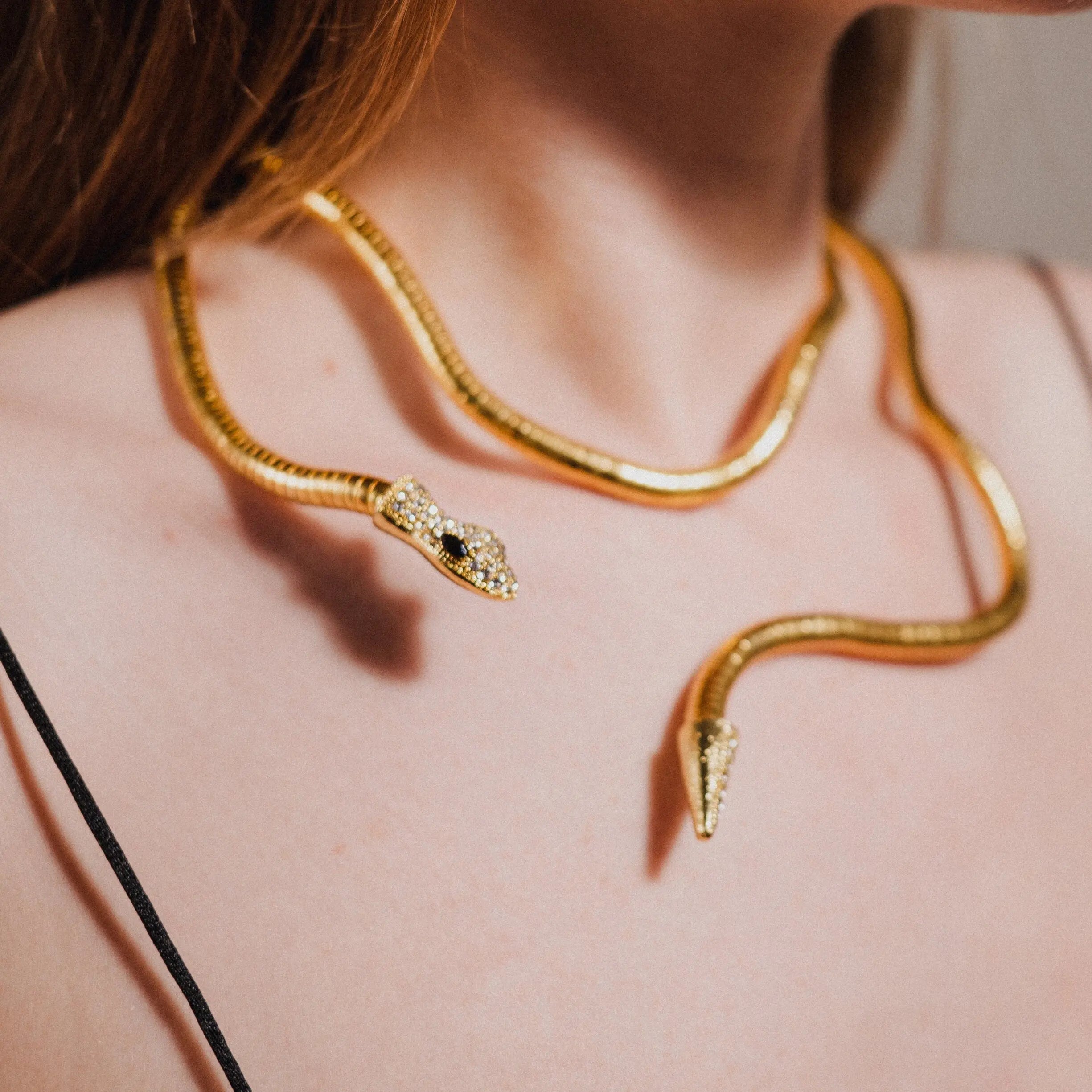 Snake Choker, Gold Necklace, Adjustable Jewelry, Gift for Her