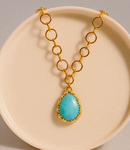 Stainless Steel Necklace with Natural Stone