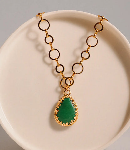 Stainless Steel Necklace with Natural Stone