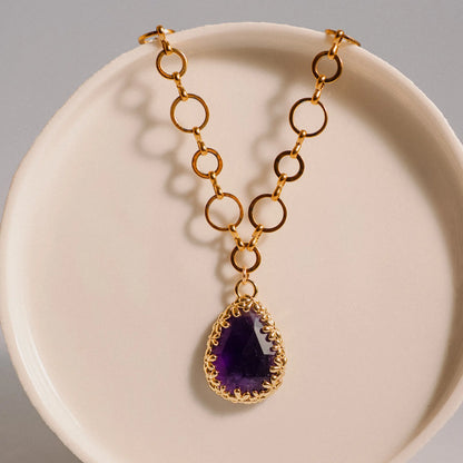 Stainless Steel Necklace with Natural Stone