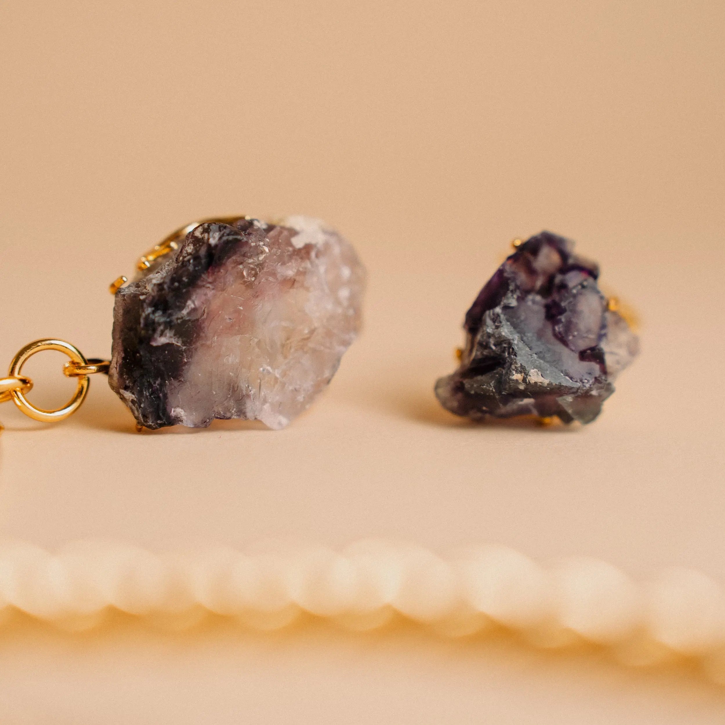 Statement Amethyst Necklace, Raw Amethyst Ring, Jewelry Set