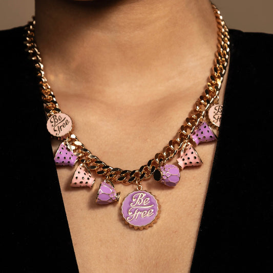 Statement Necklace, Purple Charms, Gift for Mom