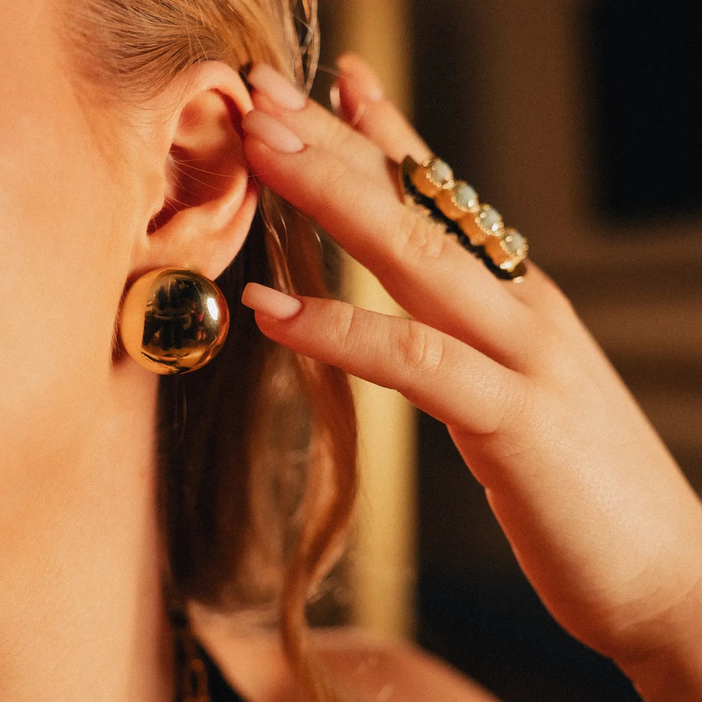 Statement Ring with Natural Stones | Amazonite PHOEBE'S 